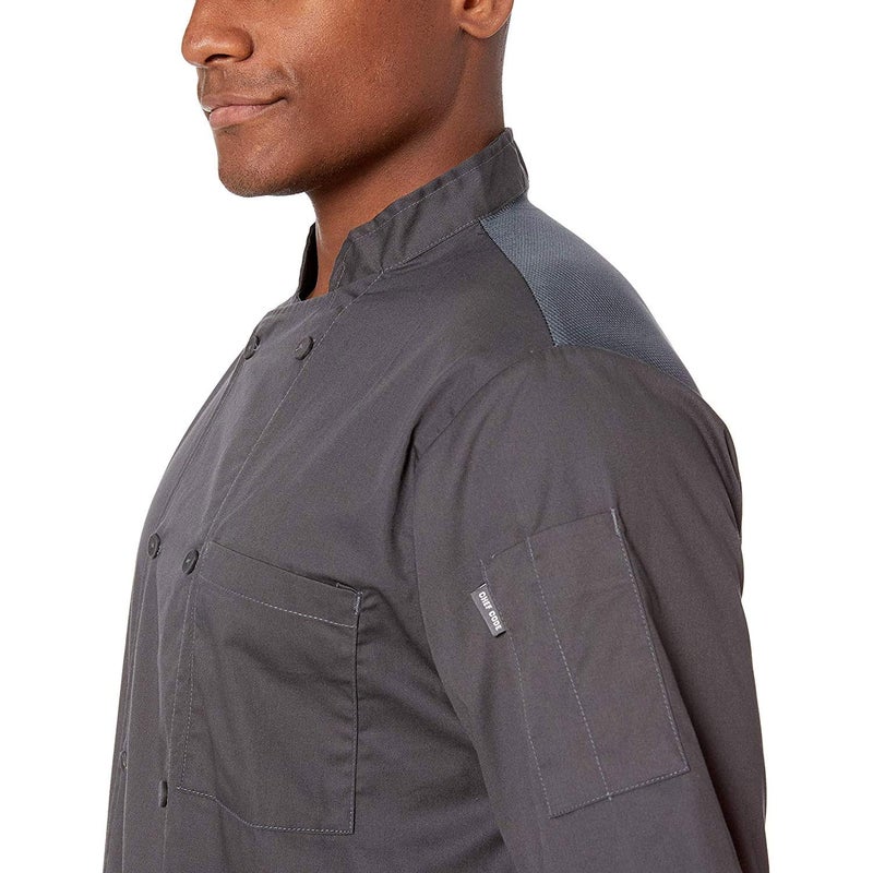 Chef Code Cool Breeze Chef Coat with Short-Sleeves and Mesh Vent Inlay CC105 (XL, Charcoal) - Image 3